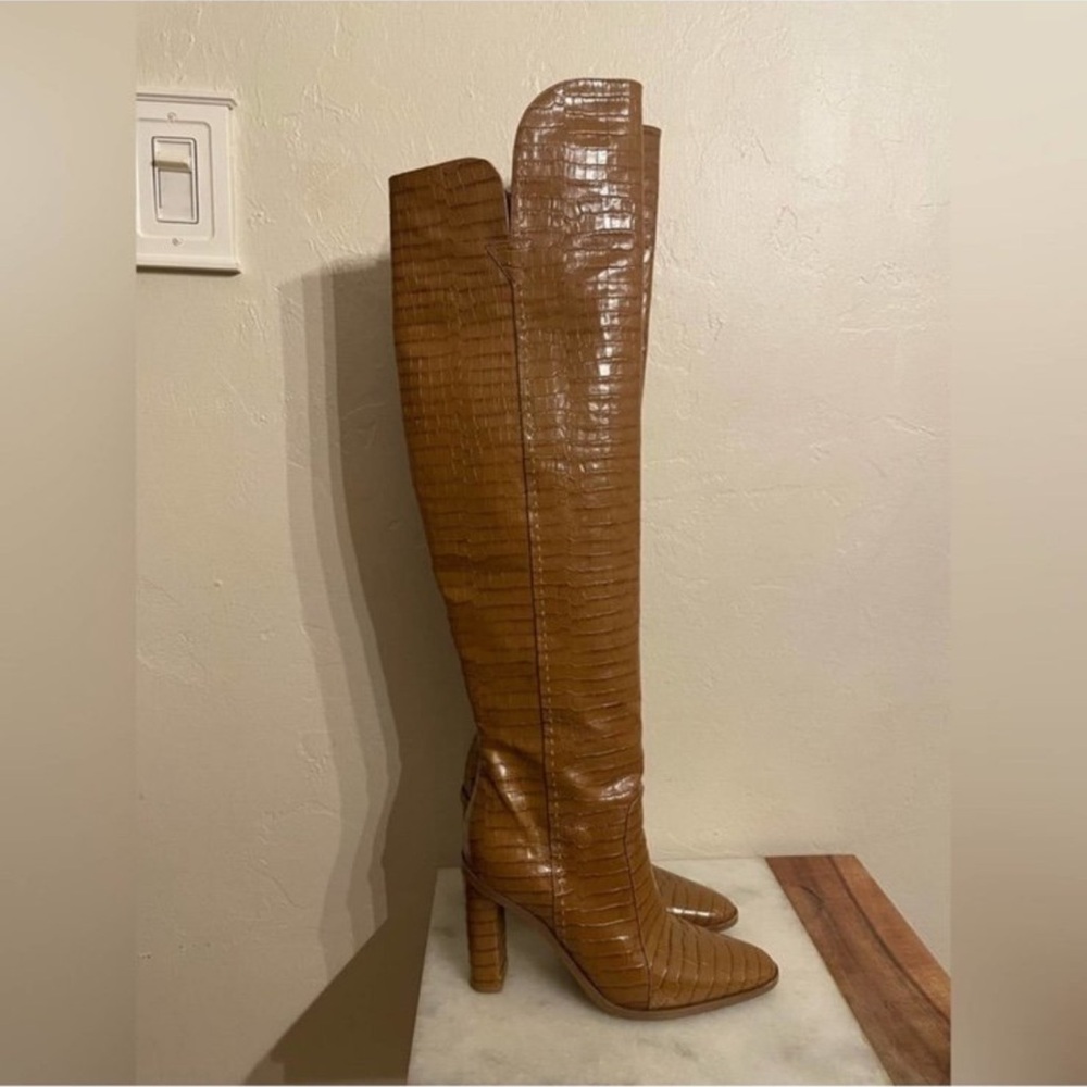 Maxmara over the knee croc embossed boots - Picture 4 of 10